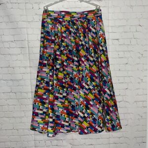 Retrolicious Colorful Pencil Print Midi Skirt Womens Size L Teacher Fashion